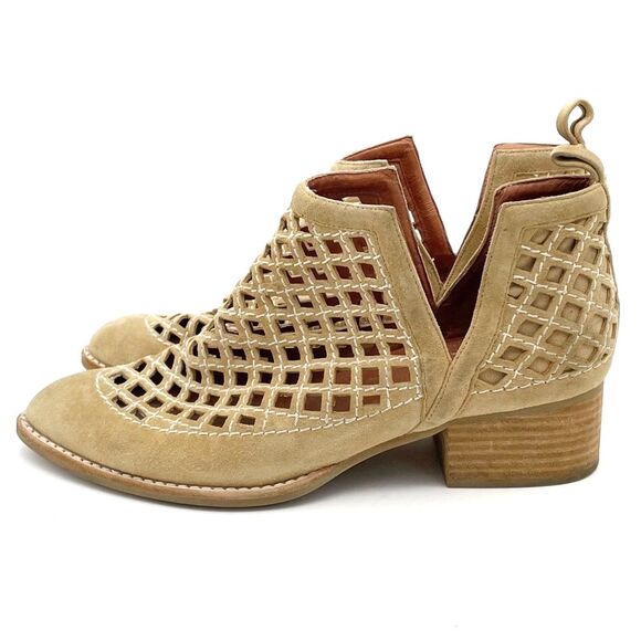 Jeffrey Campbell Taggart Booties Open Cut Out Boot Sand Leather Women’s Size 8.5 - Picture 6 of 15